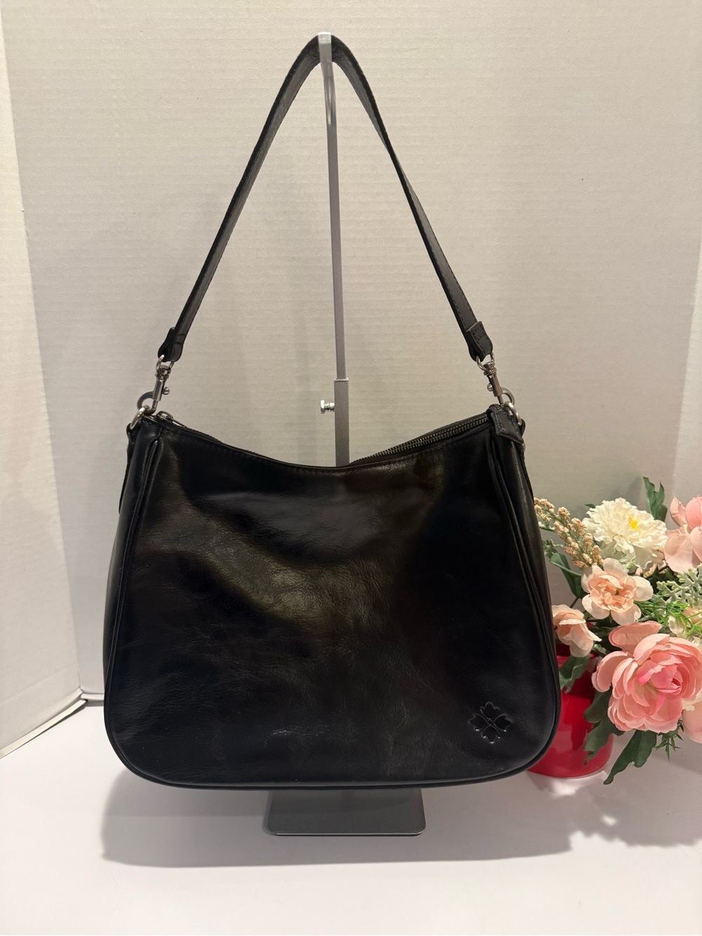 Patricia Nash Althani Black Leather Shoulder Bag